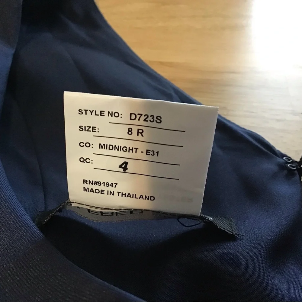 ALFRED SUNG Sleeveless High Low Dress Blue Satin with Pockets Size 8 D723 - Picture 6 of 6
